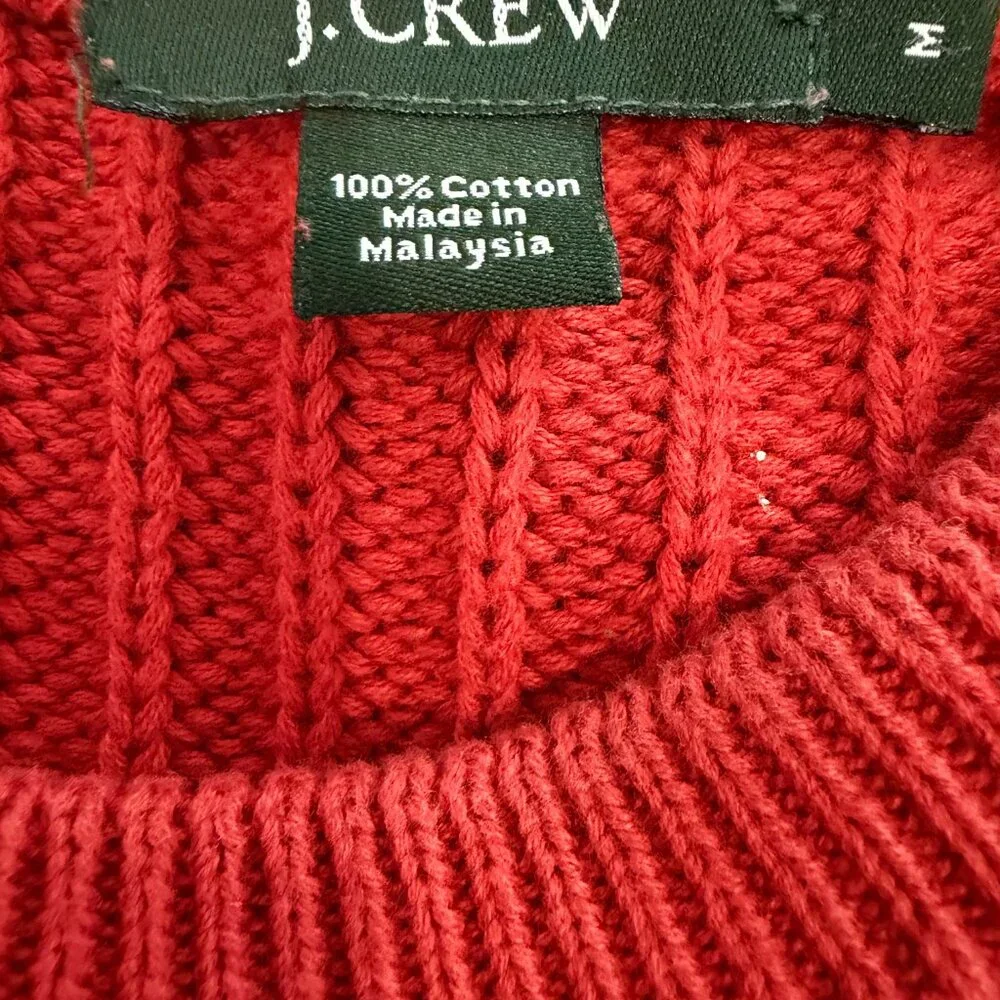J Crew Oarsman Sweater Mens Medium‎ Red Crew Neck Cotton Fisherman